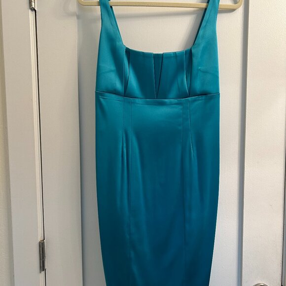 Teal Satin Cocktail Dress - Picture 1 of 2